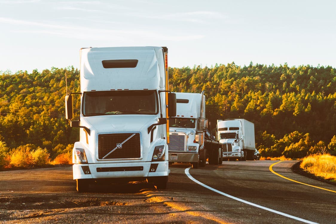 Semi-truck driving on a highway